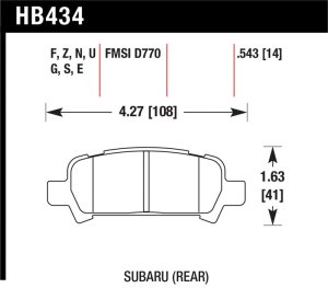Subaru Legacy GT Brake Pads - Rear - Hawk Performance - HP+ - `05-`08 Subaru Legacy GT Brake Pads - Rear - Hawk Performance - HP+ - `05-`08